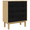  Fiókos szekrény OTTA Fekete 76,5 x 39,5 x 90 cm Tömör Fenyőfa