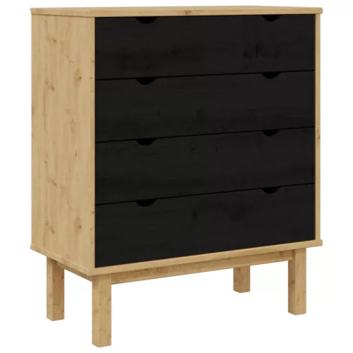  Fiókos szekrény OTTA Fekete 76,5 x 39,5 x 90 cm Tömör Fenyőfa