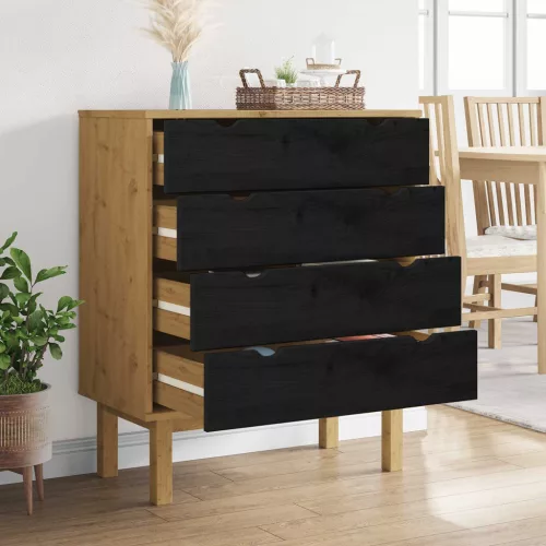  Fiókos szekrény OTTA Fekete 76,5 x 39,5 x 90 cm Tömör Fenyőfa