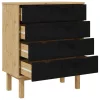  Fiókos szekrény OTTA Fekete 76,5 x 39,5 x 90 cm Tömör Fenyőfa