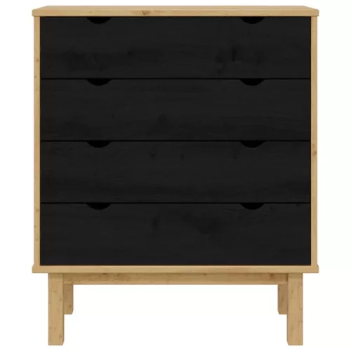  Fiókos szekrény OTTA Fekete 76,5 x 39,5 x 90 cm Tömör Fenyőfa