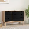  Fiókos szekrény OTTA Fekete 111 x 43 x 73,5 cm Tömör Fenyőfa