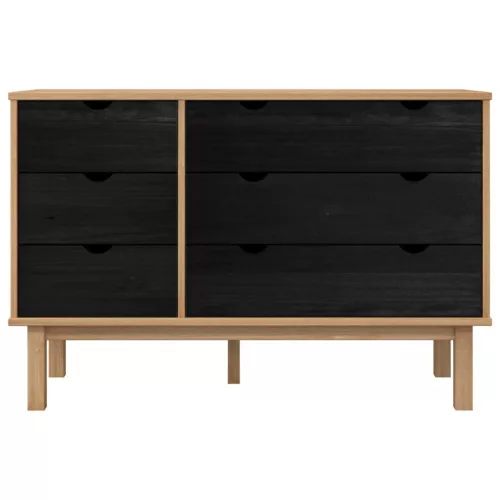 Fiókos szekrény OTTA Fekete 111 x 43 x 73,5 cm Tömör Fenyőfa