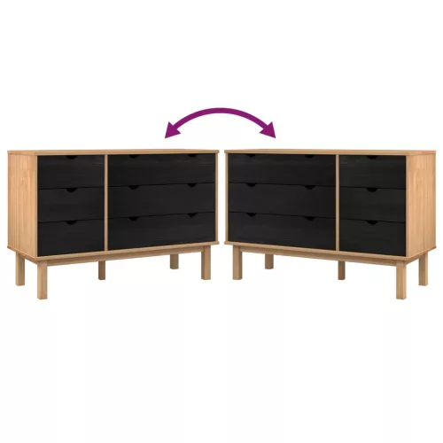  Fiókos szekrény OTTA Fekete 111 x 43 x 73,5 cm Tömör Fenyőfa