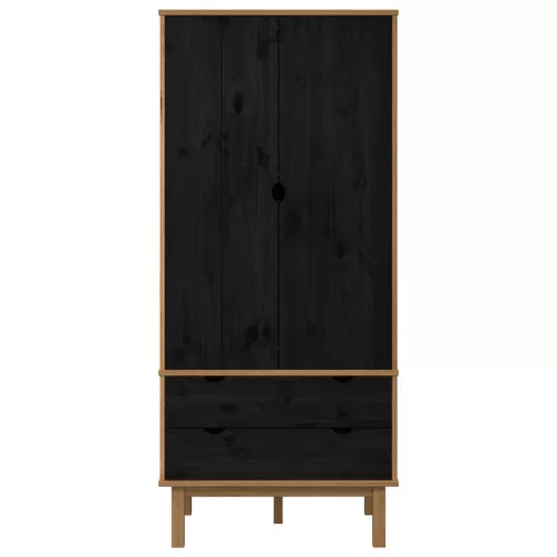  Ruhásszekrény OTTA Fekete 76,5 x 53 x 172 cm Tömör Fenyőfa