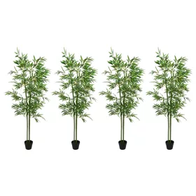    Műbambusz fa 4 pcs Zöld 60 x 18 x 190 cm Szövet és Bambusz