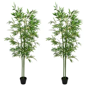    Műbambusz fa 2 pcs Zöld 60 x 18 x 190 cm Szövet és Bambusz