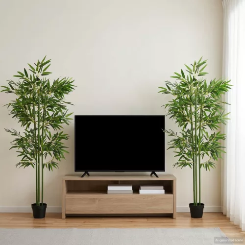  Műbambusz fa 2 pcs Zöld 45 x 18 x 175 cm Szövet és Bambusz