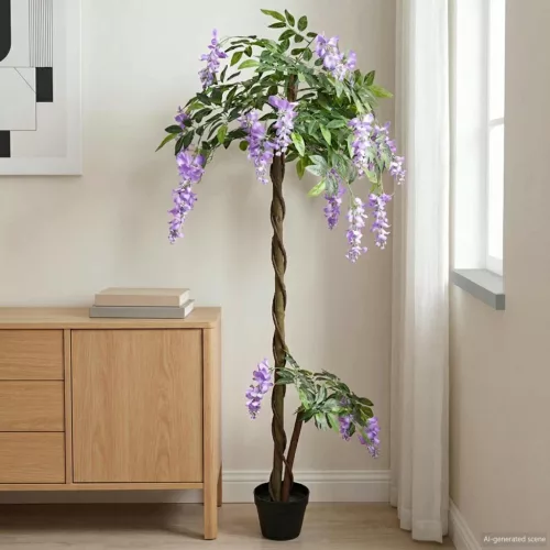  Műbabot Virágfa Lila 80 x 18 x 160 cm Szövet és fa