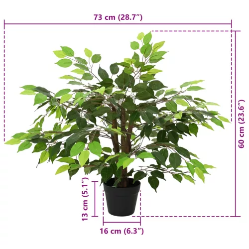  Mű Ficus Növény Zöld 73 x 16 x 60 cm Szövet és fa
