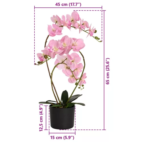  Mesterséges orchidea növény cserépben Rózsaszín 45 x 15 x 65 cm