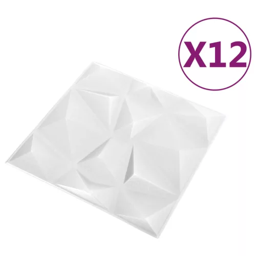  Fali panelek 12 pcs Gyémánt Fehér 50 x 50 cm XPS Hab