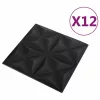  Fali panelek 12 pcs Origami Fekete 50 x 50 cm XPS Hab