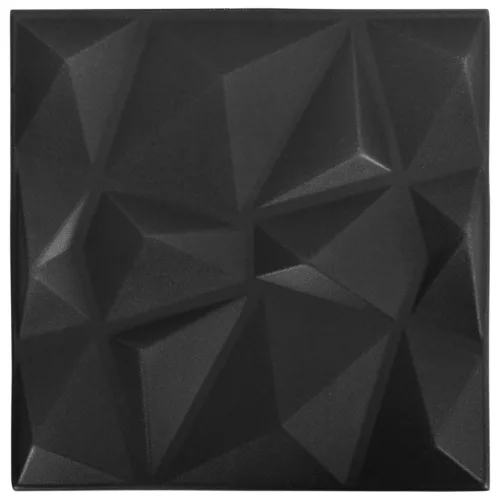  Fali panelek 12 pcs Origami Fekete 50 x 50 cm XPS Hab