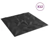  Fali panelek 12 pcs Fekete 50 x 50 cm XPS Hab