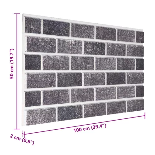  Fali panelek 10 pcs Fekete és Szürke 100 x 50 cm EPS Hab