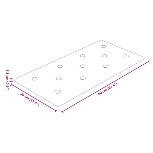  Fali Fejtámla 12 pcs Piros 60 x 30 cm Műbőr