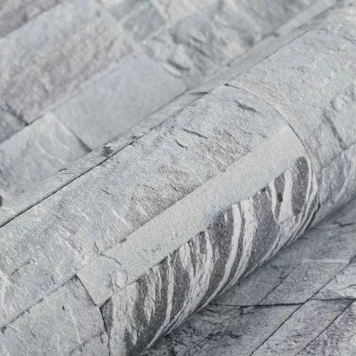  3D Kő Tapéta Világosszürke 10 x 0,53 m Nem Szőtt Szövet