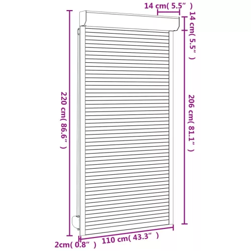  Roló Antracit 110 x 220 cm Alumínium és poliuretán