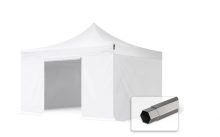   Professional összecsukható sátrak PREMIUM 350g/m2 ponyvával, acélszerkezettel, 4 oldalfallal, ablak nélkül - 4x4m fehér