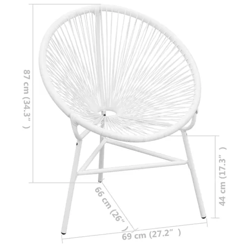  fehér polyrattan hálós kerti kagylószék