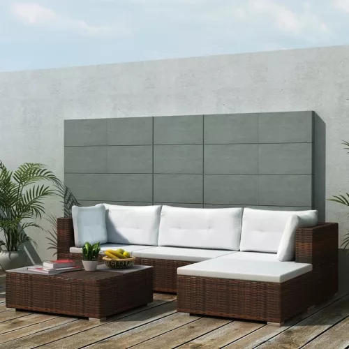  5 részes barna polyrattan kerti ülőgarnitúra párnákkal