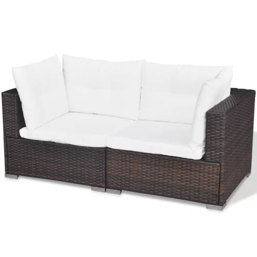  5 részes barna polyrattan kerti ülőgarnitúra párnákkal