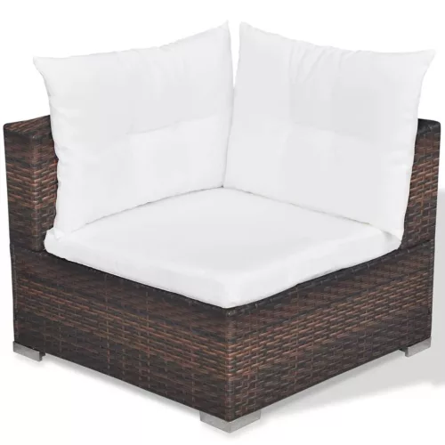  5 részes barna polyrattan kerti ülőgarnitúra párnákkal