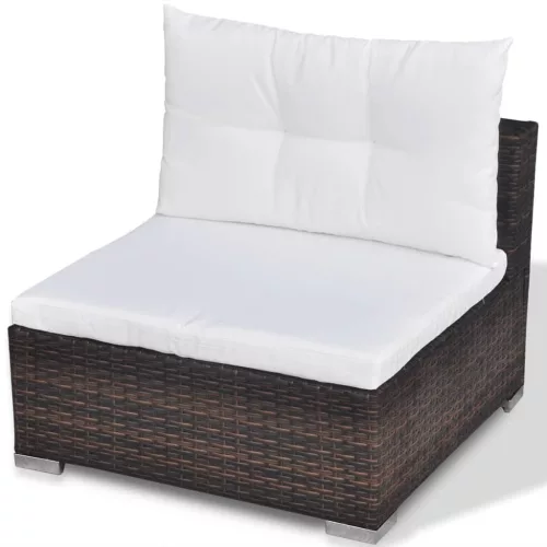  5 részes barna polyrattan kerti ülőgarnitúra párnákkal