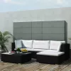  5 részes fekete polyrattan kerti ülőgarnitúra párnákkal