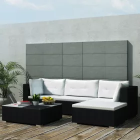    5 részes fekete polyrattan kerti ülőgarnitúra párnákkal