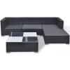  5 részes fekete polyrattan kerti ülőgarnitúra párnákkal
