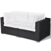  5 részes fekete polyrattan kerti ülőgarnitúra párnákkal
