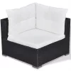  5 részes fekete polyrattan kerti ülőgarnitúra párnákkal