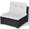  5 részes fekete polyrattan kerti ülőgarnitúra párnákkal