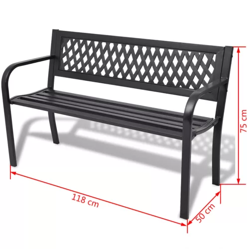  fekete acél kerti pad 118 cm