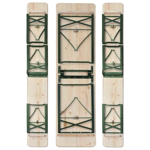  összecsukható fenyőfa sörasztal 2 sörpaddal 220 cm