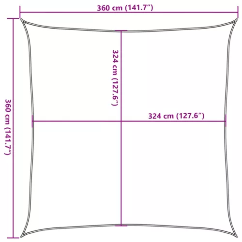  3,6x3,6 m bézs négyzet HDPE napernyő