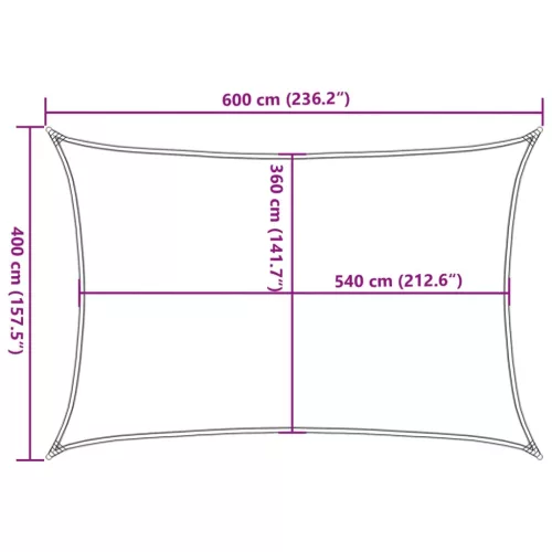  HDPE szögletes napvitorla 4x6 m bézs