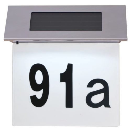  napelemes rozsdamentes acél házszám kivilágító