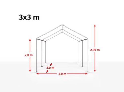 TP 3x3m standard rendezvénysátor, PE 350 - fehér