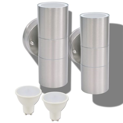  2db fel/lefelé világító rozsdamentes acél kültéri LED falilámpa