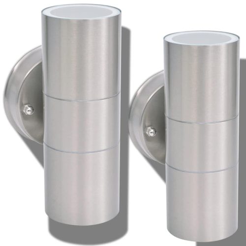  2db fel/lefelé világító rozsdamentes acél kültéri LED falilámpa