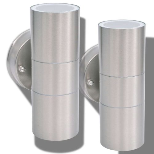  2db fel/lefelé világító rozsdamentes acél kültéri LED falilámpa