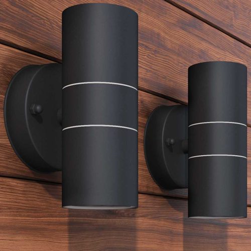  2db fel/lefelé világító rozsdamentes acél kültéri LED falilámpa