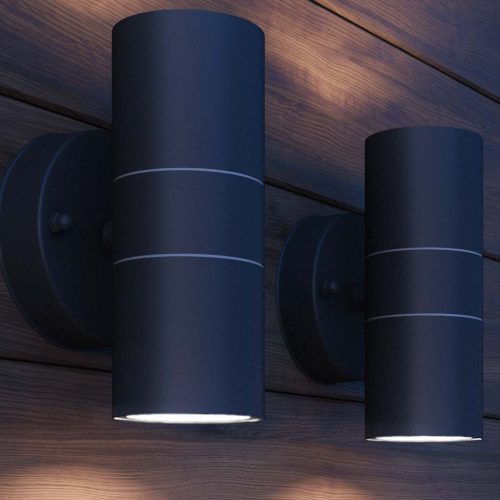  2db fel/lefelé világító rozsdamentes acél kültéri LED falilámpa