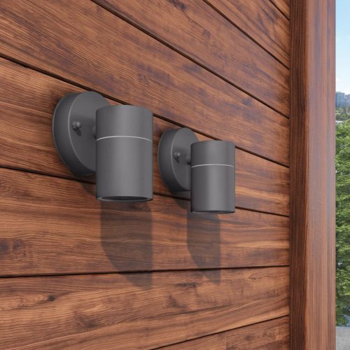  2 db lefelé világító rozsdamentes acél kültéri falilámpa