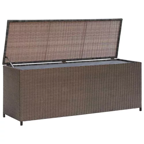  barna polyrattan kerti tárolóláda 120 x 50 x 60 cm