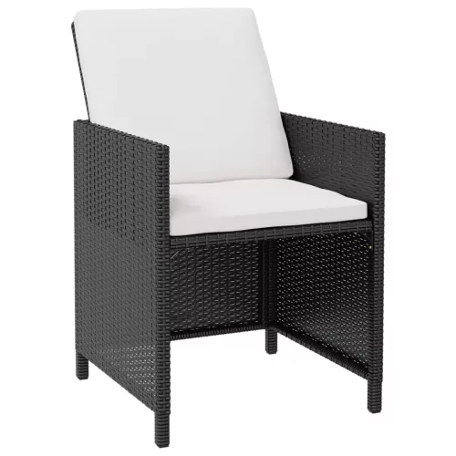  11 darabos fekete kültéri polyrattan és akácfa étkezőszett