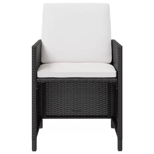  11 darabos fekete kültéri polyrattan és akácfa étkezőszett